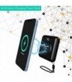 Carregador Portátil Sem Fio Power Bank 10000mAh Carregador de Telefone Portátil, Carregador de iPhone com 4 Cabos, Carregamento