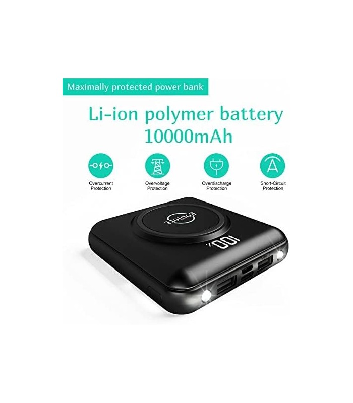 Carregador Portátil Sem Fio Power Bank 10000mAh Carregador de Telefone Portátil, Carregador de iPhone com 4 Cabos, Carregamento