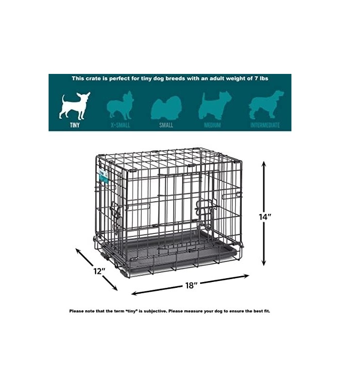 Casas MidWest para animais de estimação Caixa para cães iCrate de porta única e dupla recém-aprimorada, inclui bandeja à prova d