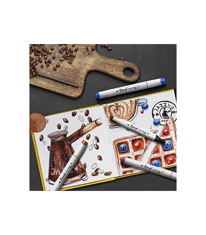 Conjunto de marcadores de álcool da série clássica Bianyo, pacote com 72, conjunto de marcadores de arte de bala e cinzel de pon