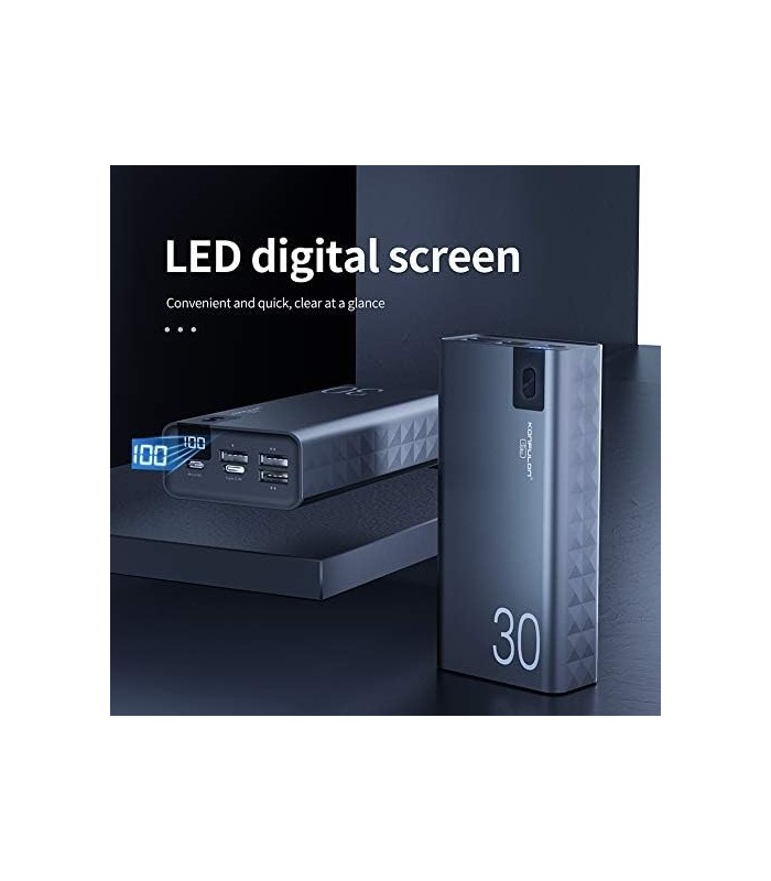 KONFULON Power Bank 30000mah Carregador Portátil Bateria Portátil Visor LCD Banco de Bateria Ultra Capacidade Carregador de Bate