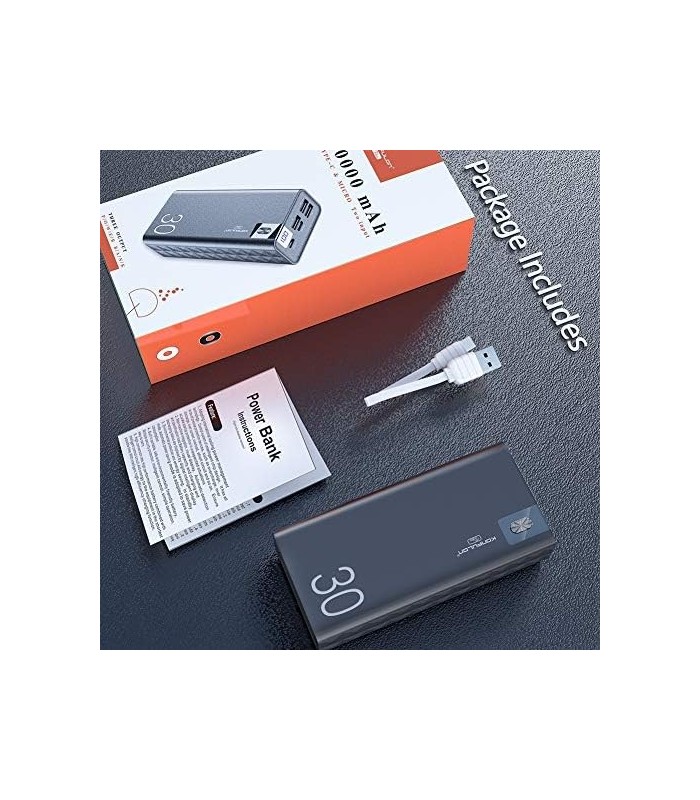 KONFULON Power Bank 30000mah Carregador Portátil Bateria Portátil Visor LCD Banco de Bateria Ultra Capacidade Carregador de Bate