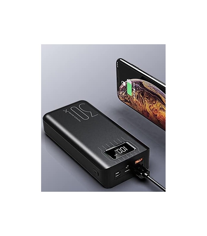 KaruSale 30000mAh Power Bank Carregador Rápido Camping Portátil Powerbank Grande Capacidade 2 Saídas e 3 Entradas Visor LED Bate