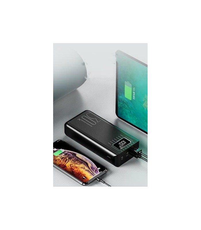 KaruSale 30000mAh Power Bank Carregador Rápido Camping Portátil Powerbank Grande Capacidade 2 Saídas e 3 Entradas Visor LED Bate