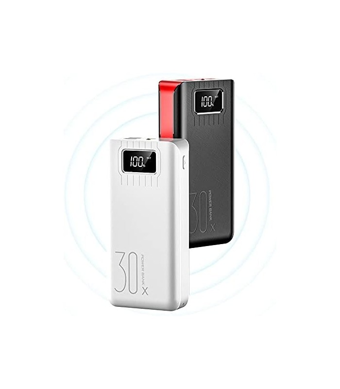 KaruSale 30000mAh Power Bank Carregador Rápido Camping Portátil Powerbank Grande Capacidade 2 Saídas e 3 Entradas Visor LED Bate