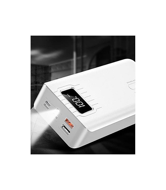 KaruSale 30000mAh Power Bank Carregador Rápido Camping Portátil Powerbank Grande Capacidade 2 Saídas e 3 Entradas Visor LED Bate