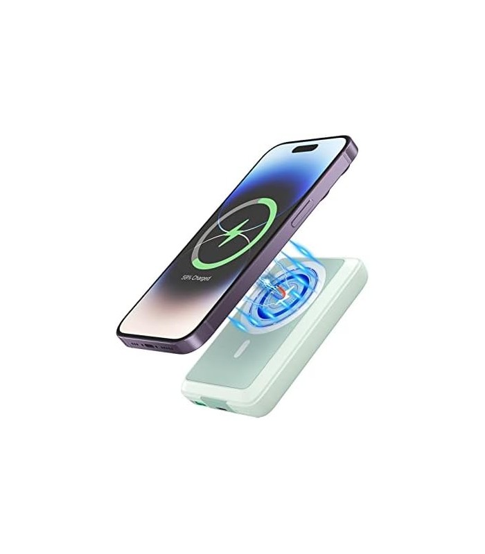 MagLoop Wireless Power Bank Carregamento rápido, 10000mAh bateria sem fio PD 20W com cabo USB-C, carregador portátil magnético p