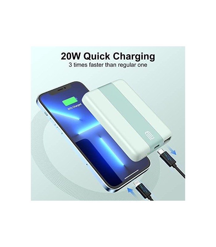 MagLoop Wireless Power Bank Carregamento rápido, 10000mAh bateria sem fio PD 20W com cabo USB-C, carregador portátil magnético p