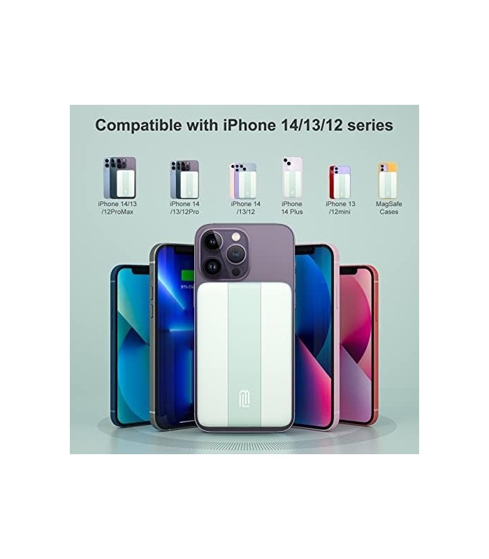 MagLoop Wireless Power Bank Carregamento rápido, 10000mAh bateria sem fio PD 20W com cabo USB-C, carregador portátil magnético p