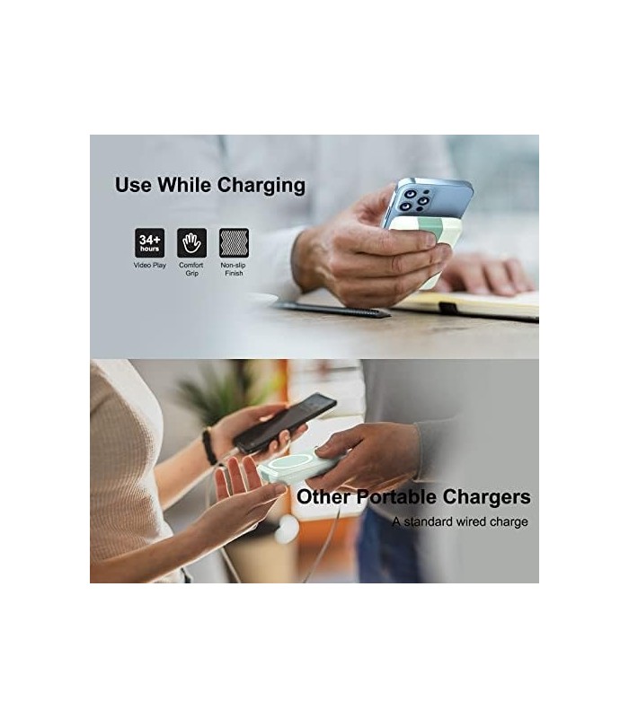 MagLoop Wireless Power Bank Carregamento rápido, 10000mAh bateria sem fio PD 20W com cabo USB-C, carregador portátil magnético p