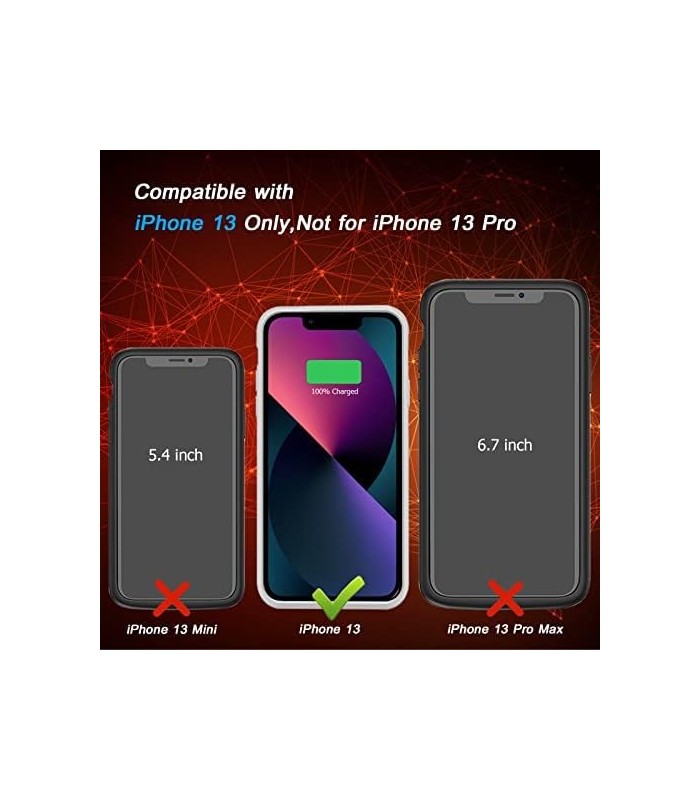 Estojo de Bateria para iPhone 13, [7000mAh] Estojo de Carregamento de Proteção Portátil para iPhone Fino Estojo de Bateria Power