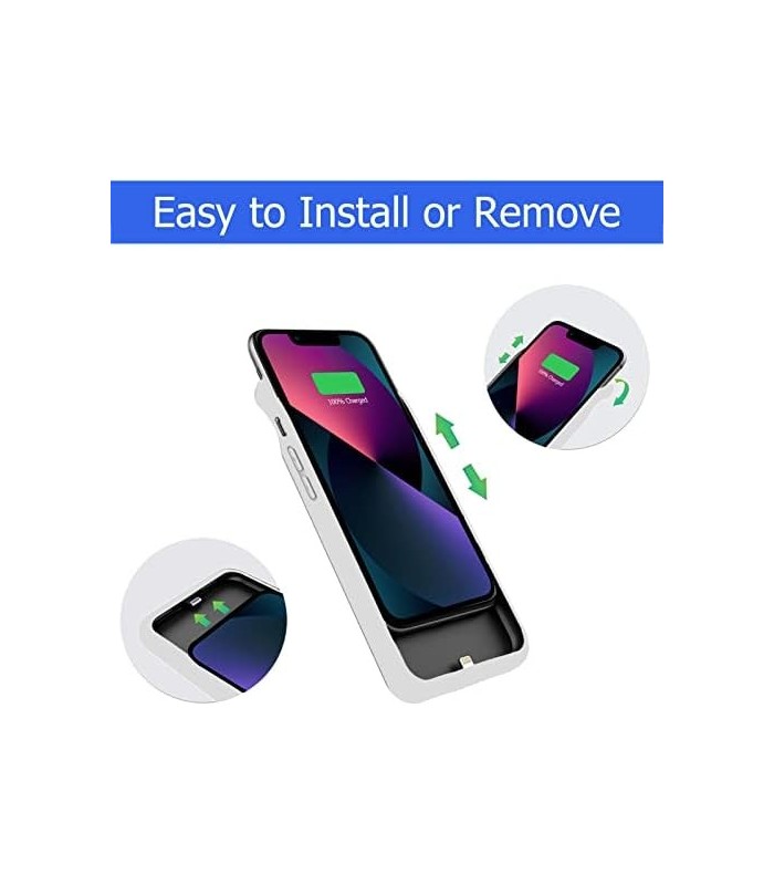 Estojo de Bateria para iPhone 13, [7000mAh] Estojo de Carregamento de Proteção Portátil para iPhone Fino Estojo de Bateria Power