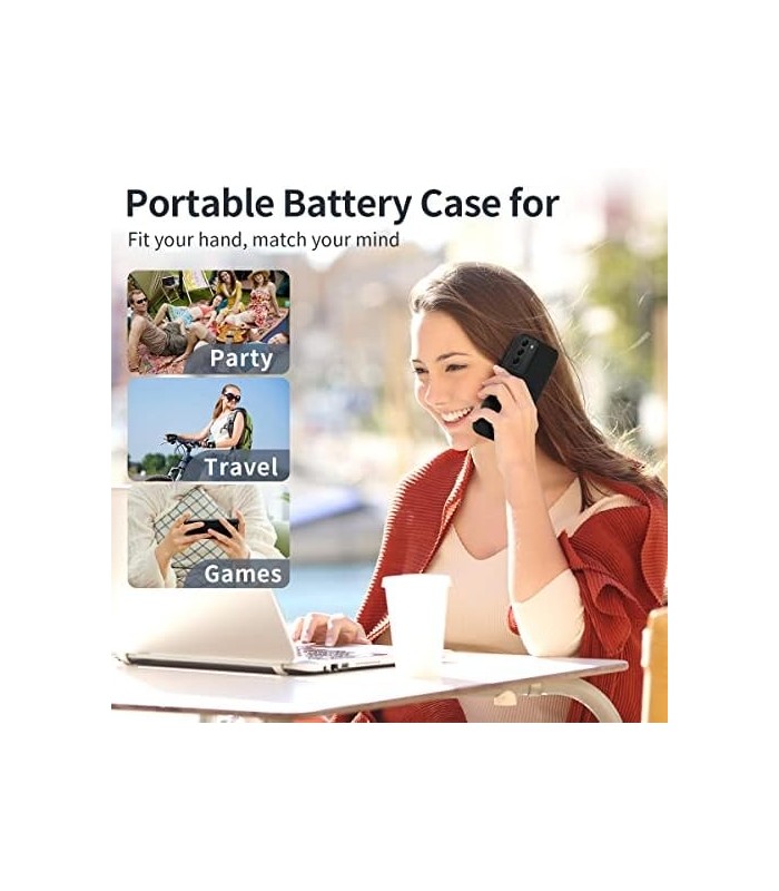 Estojo de bateria para Galaxy S22 Ultra, estojo de carregamento de bateria recarregável de 5000 mAh para Samsung Galaxy S22 Ultr