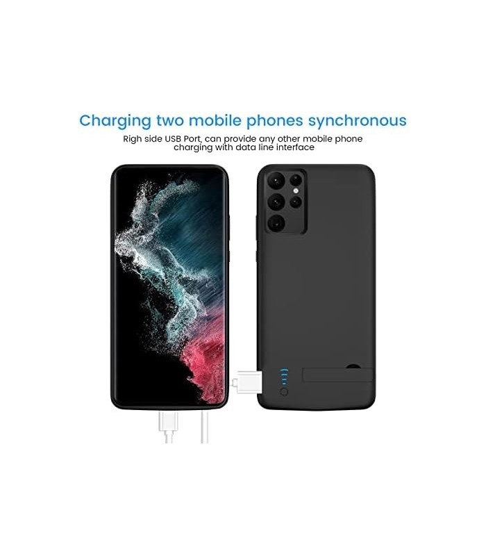 Estojo de bateria para Galaxy S22 Ultra, estojo de carregamento de bateria recarregável de 5000 mAh para Samsung Galaxy S22 Ultr