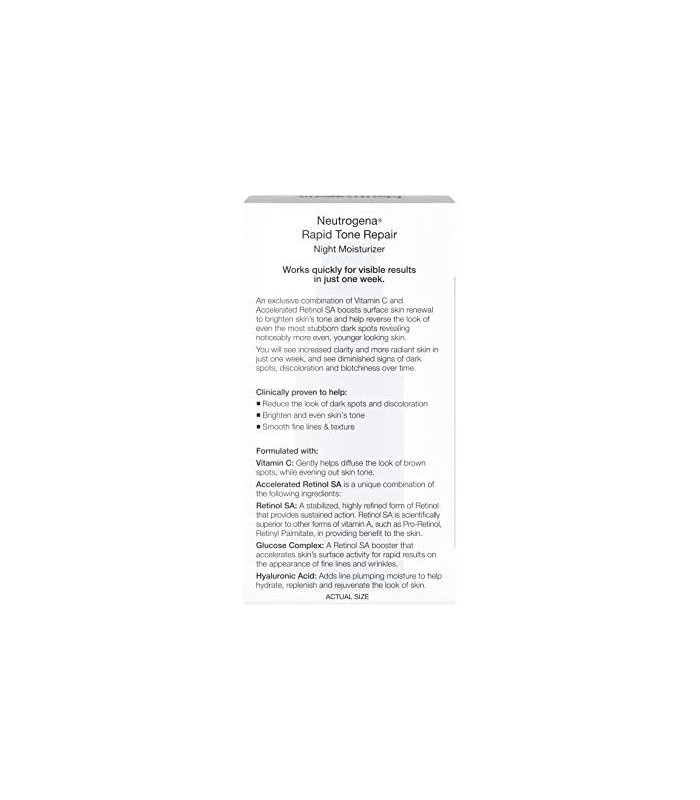 Neutrogena Rapid Tone Repair Cream com Retinol, Vitamina C e Ácido Hialurônico - Hidratante Anti-Rugas para Rosto e Pescoço - Vi