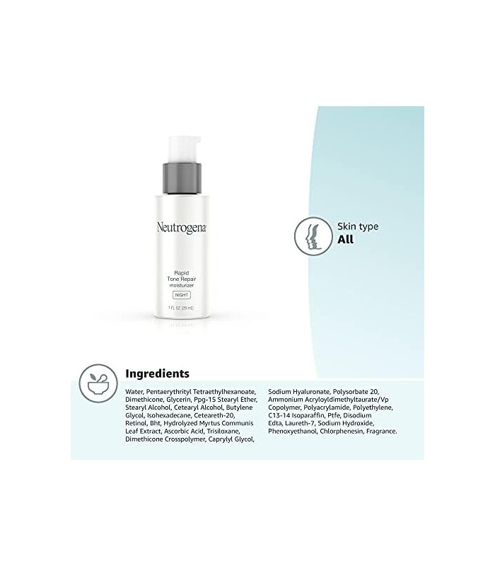 Neutrogena Rapid Tone Repair Cream com Retinol, Vitamina C e Ácido Hialurônico - Hidratante Anti-Rugas para Rosto e Pescoço - Vi