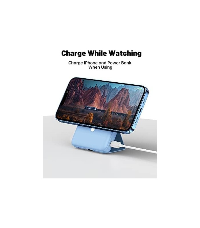 Carregador magnético sem fio Yiisonger, bateria dobrável de 10.000 mAh com cabo USB-C Display de LED, banco de potência magnétic