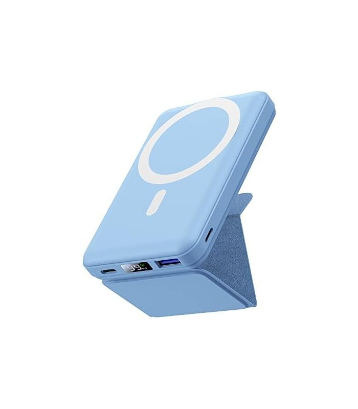 Carregador magnético sem fio Yiisonger, bateria dobrável de 10.000 mAh com cabo USB-C Display de LED, banco de potência magnétic