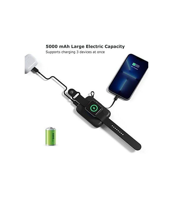 carregador de relógio portátil sem fio lifeegrn para todas as séries de relógios, carregador magnético iWatch de 5000 mAh bateri
