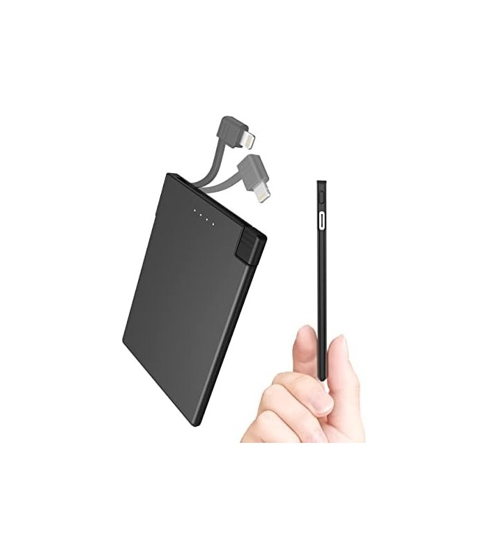 Carregador portátil TNTOR para iPhone com cabo integrado (certificado MFi), bateria externa ultra fina de 3500mAh, carregador rá