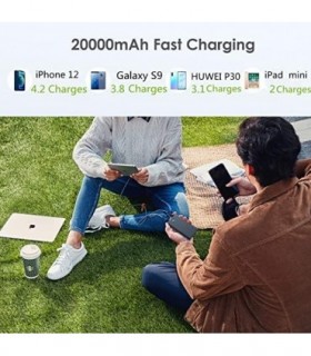 FOCHEW Carregador Portátil, 2-Pack 20000mAh Power Bank Ultra Slim Carregamento Rápido Bateria Externa com Saídas USB Duplas Comp