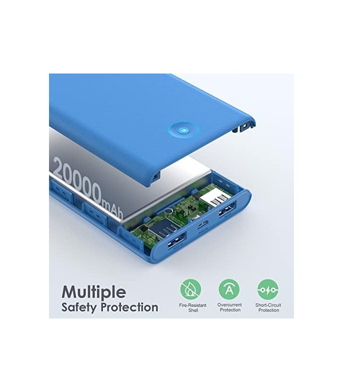 FOCHEW Carregador Portátil, 2-Pack 20000mAh Power Bank Ultra Slim Carregamento Rápido Bateria Externa com Saídas USB Duplas Comp