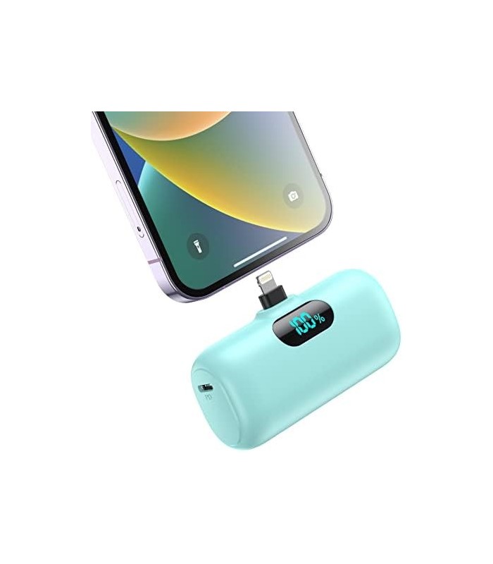 Feob Mini Carregador Portátil 5000mAh, Pequeno e Ultra-Compacto 15W PD Carregamento Rápido Power Bank, Visor LCD Bonita Bateria