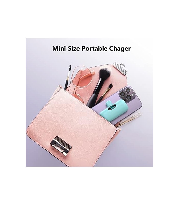 Feob Mini Carregador Portátil 5000mAh, Pequeno e Ultra-Compacto 15W PD Carregamento Rápido Power Bank, Visor LCD Bonita Bateria