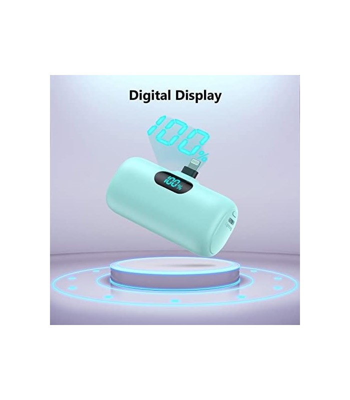 Feob Mini Carregador Portátil 5000mAh, Pequeno e Ultra-Compacto 15W PD Carregamento Rápido Power Bank, Visor LCD Bonita Bateria