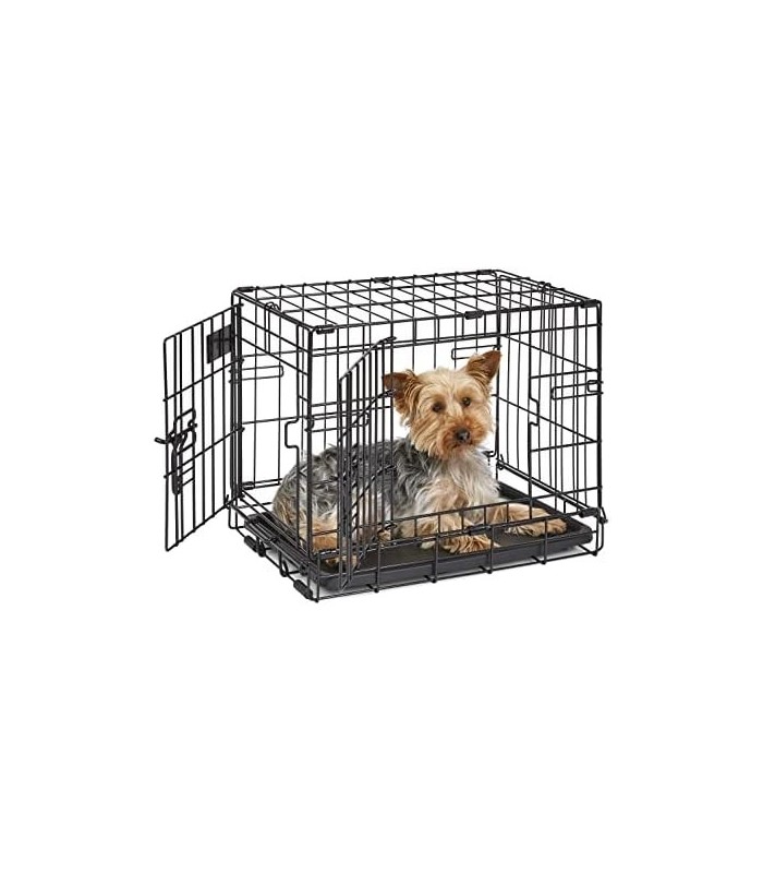 Casas MidWest para animais de estimação Caixa para cães iCrate de porta única e dupla recém-aprimorada, inclui bandeja à prova d