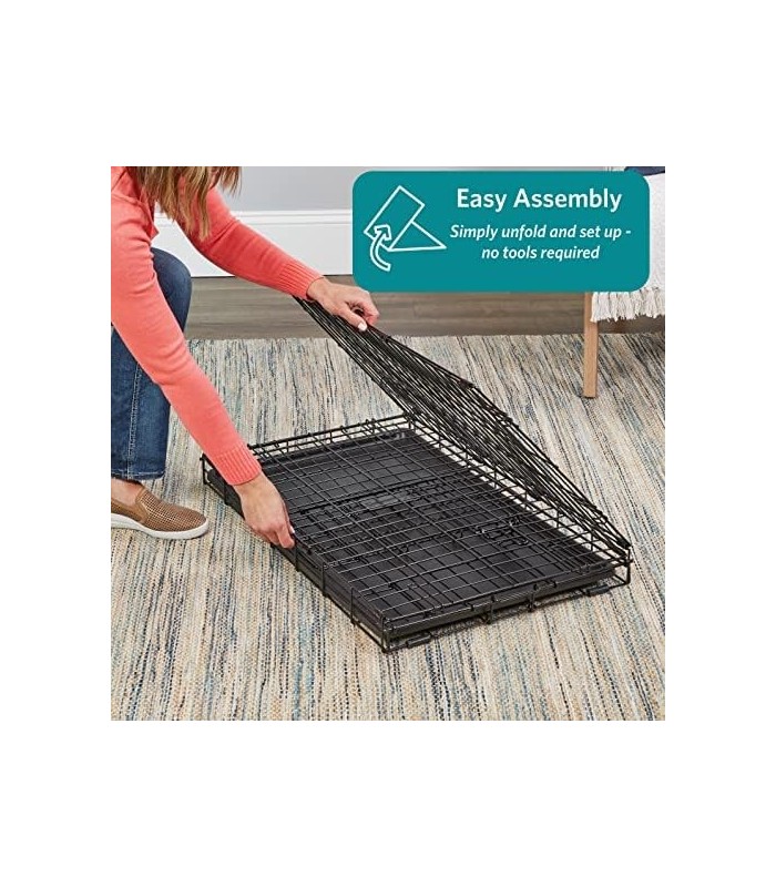 Casas MidWest para animais de estimação Caixa para cães iCrate de porta única e dupla recém-aprimorada, inclui bandeja à prova d