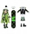Rainbow Winter Break Jade Hunter ' Green Fashion Doll e Playset com 2 Outfits, Snowboard e Acessórios