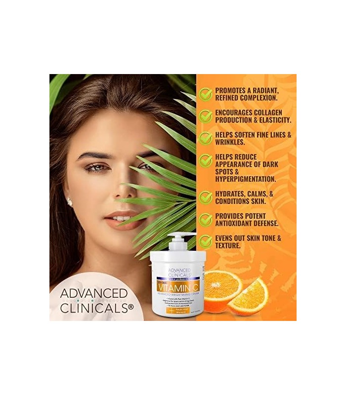 Advanced Clinicals Vitamina C Face & Body Cream Loção Hidratante para Cuidados com a Pele, Antienvelhecimento Vitamina C Skincar