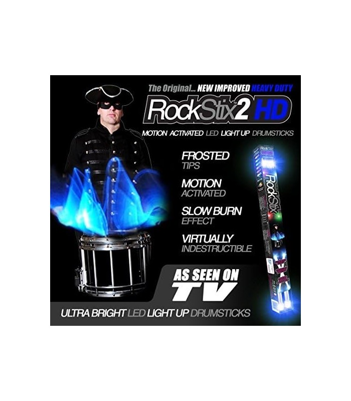ROCKSTIX 2 HD AZUL, BAQUETAS DE LED UP, com efeito de desvanecimento, incendeie seu! (BLUE ROCKSTIX)