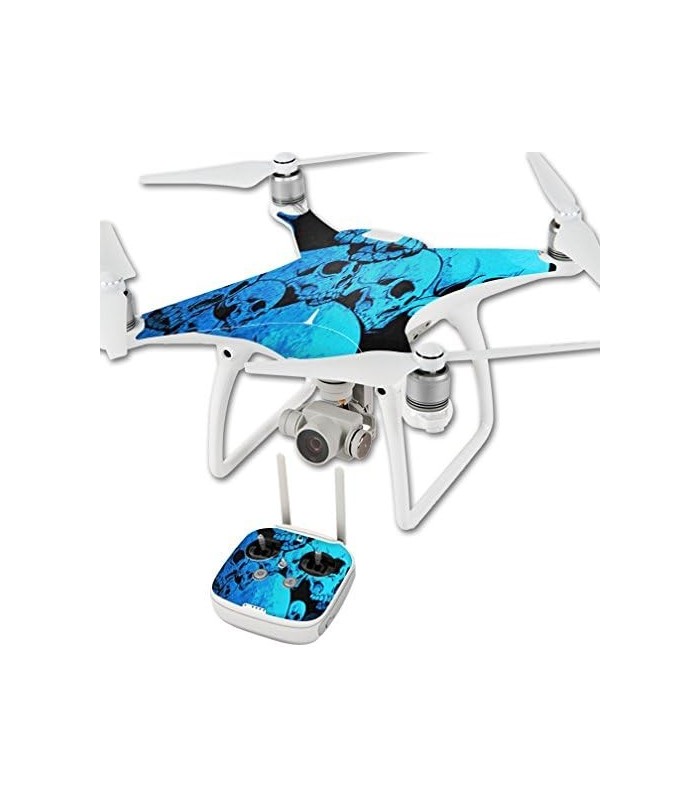 Skin Compatível com DJI Phantom 4 Quadcopter Drone Capa Adesivo Skins Caveiras Azuis