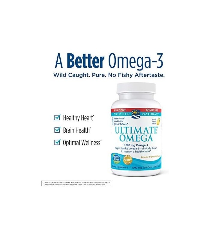 Nordic Naturals Ultimate Omega, sabor limão - 90 géis macios - 1280 mg Omega-3 - Suplemento de óleo de peixe ômega-3 com EPA e D