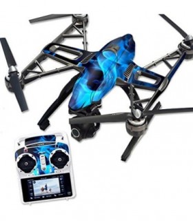 Skin Compatível com Yuneec Q500 & Q500+ Quadcopter Drone wrap Cover Cover Sticker Skins Blue Flames