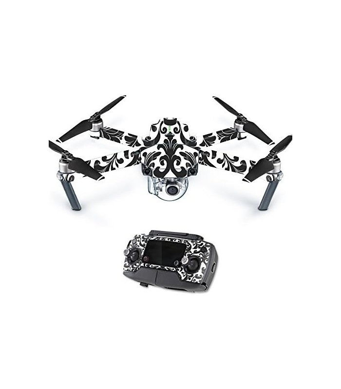Skin Compatível com DJI Mavic Pro Quadcopter Drone - Preto Damasco | Capa protetora, durável e exclusiva de decalque de vinil |