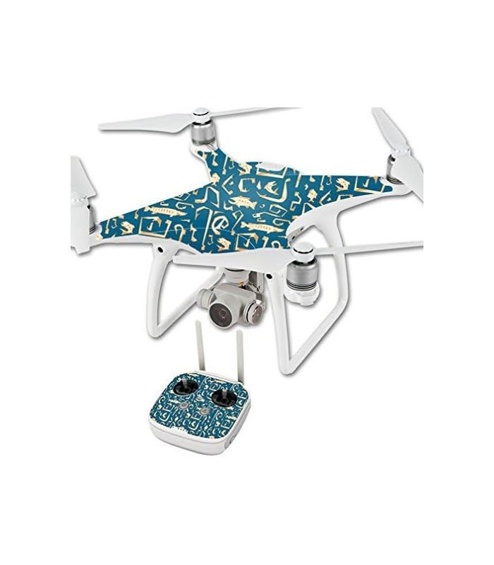 Skin Compatível com DJI Phantom 4 Quadcopter Drone ' Deco Fish | Capa protetora, durável e exclusiva de decalque de vinil | Fáci