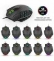 Mouse Redragon M908 Impact RGB LED MMO com botões laterais, mouse óptico com fio para jogos com 12.400 DPI, precisão, 20 botões