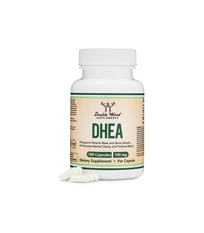 Suplementos duplos de madeira DHEA 100 mg ' 180 cápsulas - Testado por terceiros, fabricado nos EUA (Força máxima, Fornecimento