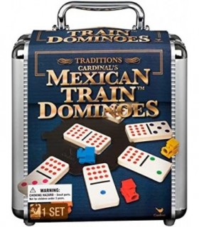 Conjunto de dominó de trem mexicano Jogo de tabuleiro em caixa de alumínio Jogos com trens coloridos para jogos em família para