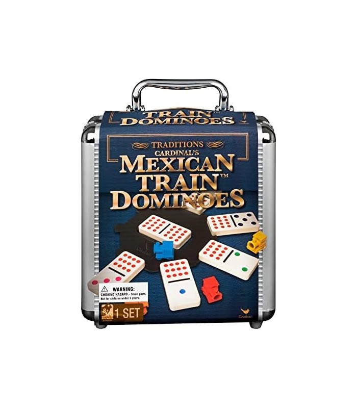 Conjunto de dominó de trem mexicano Jogo de tabuleiro em caixa de alumínio Jogos com trens coloridos para jogos em família para