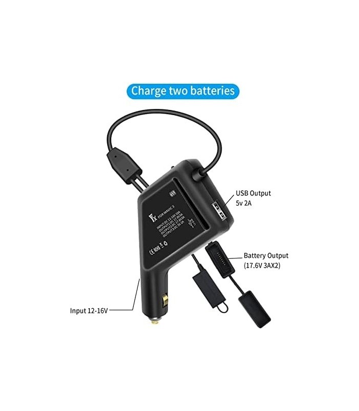 Hanatora 3 em 1 carregador de bateria para carro para DJI Mavic Drone, acessórios de hub de carregamento rápido de 12V