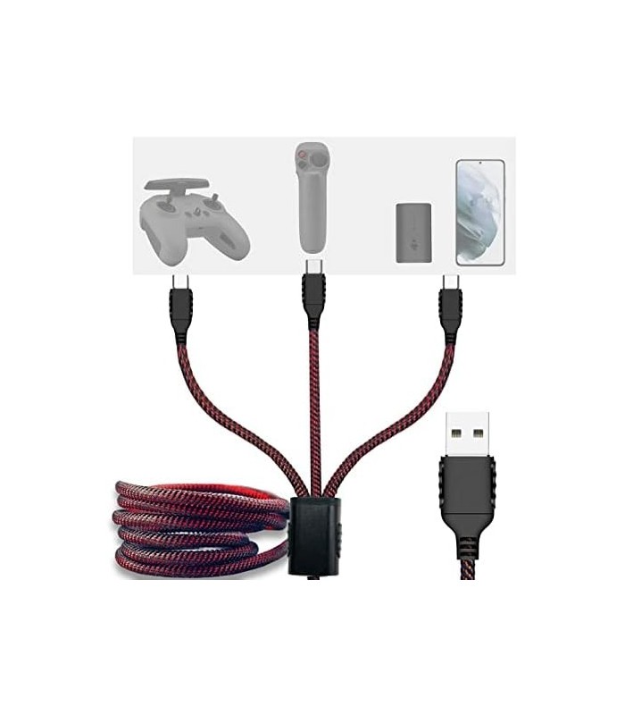 3 em 1 USB para cabo de linha de alimentação tipo C para DJI Avata Fly Smart Combo Acessórios, linha de cabo de carregamento par