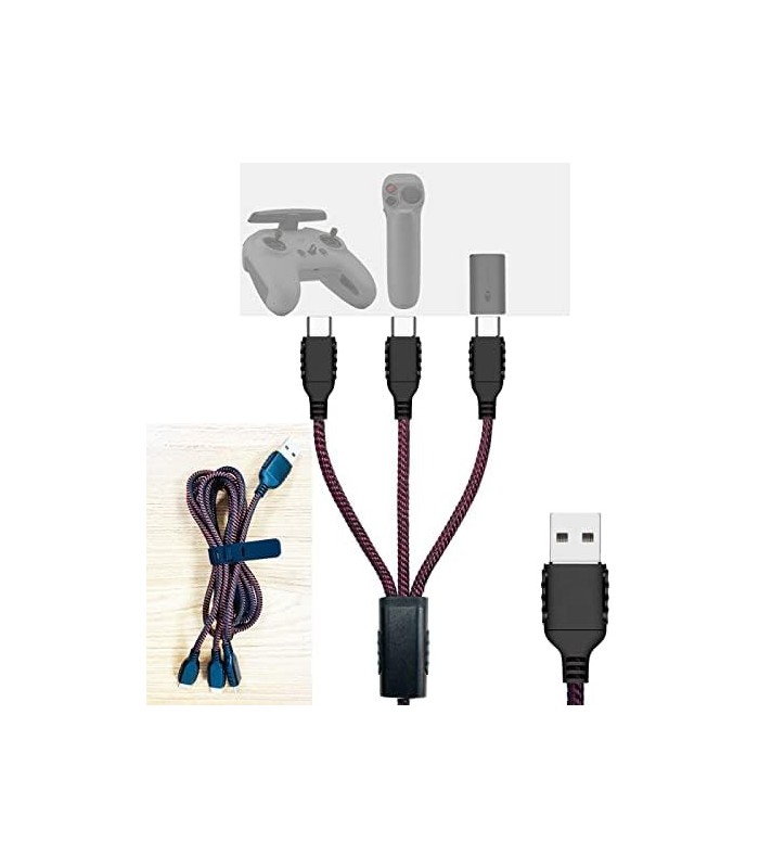 3 em 1 USB para cabo de linha de alimentação tipo C para DJI Avata Fly Smart Combo Acessórios, linha de cabo de carregamento par