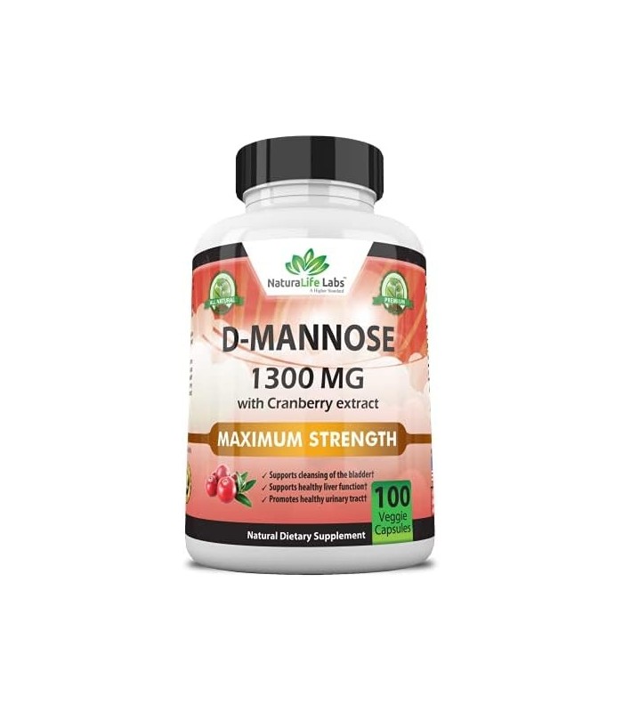 D-manose 1.300 mg com extrato de cranberry ação rápida, impurezas de descarga, saúde natural do trato urinário - 100 cápsulas ve