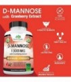 D-manose 1.300 mg com extrato de cranberry ação rápida, impurezas de descarga, saúde natural do trato urinário - 100 cápsulas ve