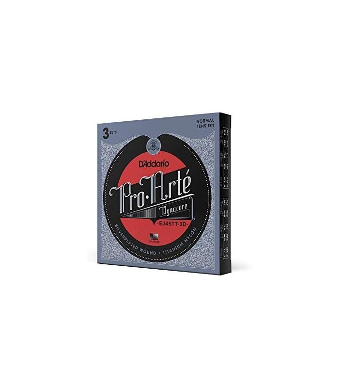 DAddario Guitar Strings - Pro-Arte Classical Guitar Strings - EJ45TT-3D Dynacore - Envoltório banhado a prata, Dynacore composto