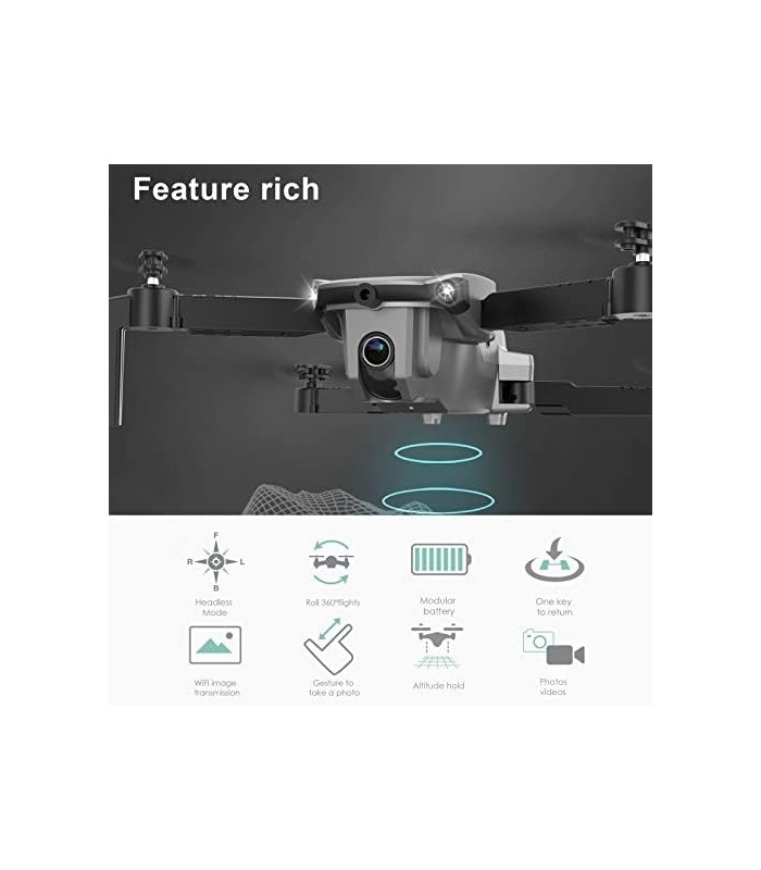 Drone com câmera para adultos 4k FPV 120 ° grande angular WiFi RC Quadcopter Longo tempo (3 baterias) Helicópteros Flips RTF